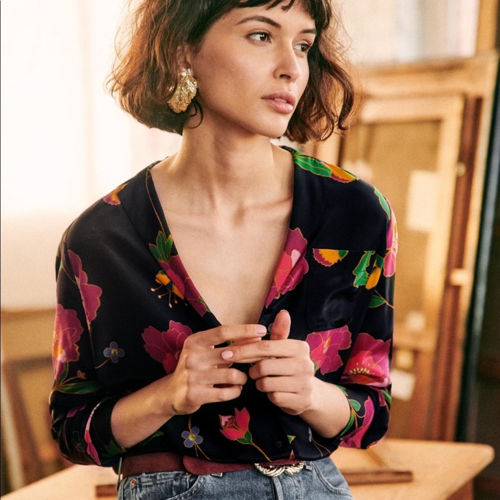 Sézane Florence Shirt, printed flowers from Japan